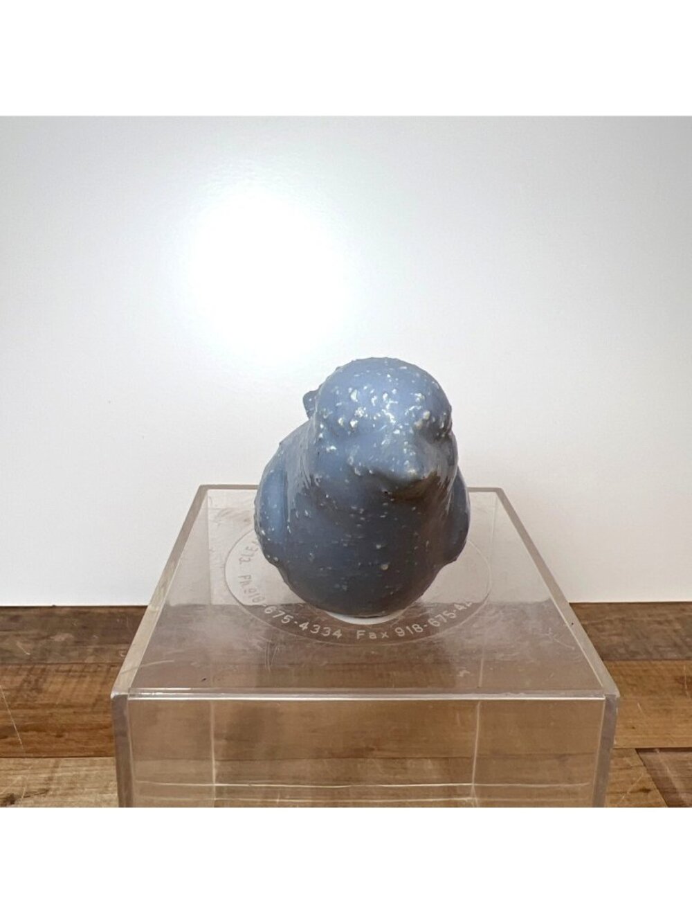 Blue Ceramic Bird Figurine With Speckled Texture Decorative Accent Piece - Picture 2 of 5